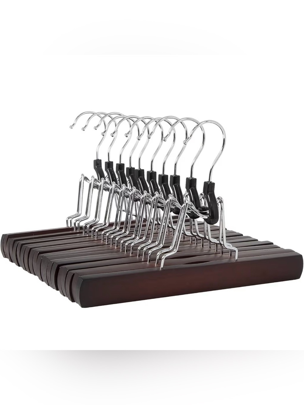 Set Of 10 Cherry Wooden Pants/ Scarf/ Skirt Hangers